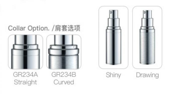GR234A/B Series Airless Pump Bottles 0.2ml Dosage Aluminum Finish 15ml 30ml 50ml 0
